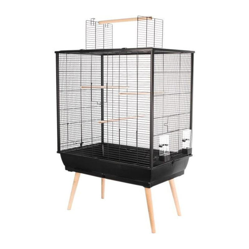 Zolux Cage Surélevée Néo Jili Pour Oiseaux - L 78 X P 47,5 X H 112 Cm - Noir