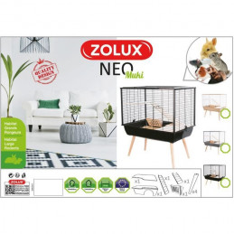 Zolux Cage Surélevée Neo Muki - L77,5Xp47,5Xh87 Cm - Gris - Pour Rongeurs