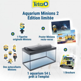 Tetra Aquarium Minions 54L - Kit Complet (Livré Avec 1 Figurine Minion, Une Affiche De Fond Et Un Jeu D'Autocollants)