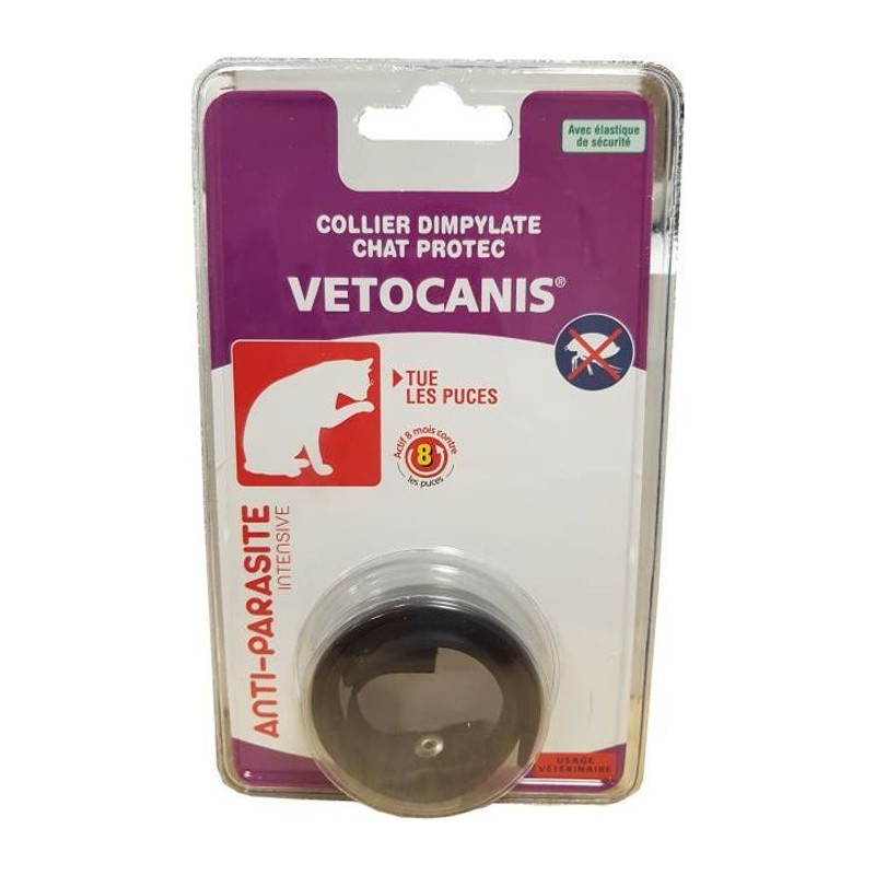 Vetocanis Collier Anti-Puces Et Anti-Tiques Au Dpdimpylate - 8 Mois De Protection - Noir - Pour Chat