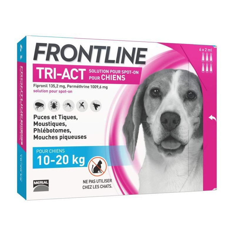 Frontline Tri-Act Chiens M 10-20 Kg 6 Pipettes