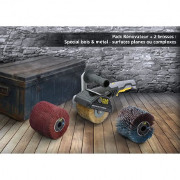 Fartools  – Rénovateur Rex120C + Brosse Lanieres Abrasives Et Fibre Synthétique – Pour Bois Et Métal - Surfaces Planes Ou Comple