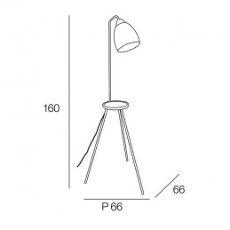 Corep Lampadaire Avec Chargeur Usb Et Tablette - Métal Et Verre - Ø 66 X H160 Cm