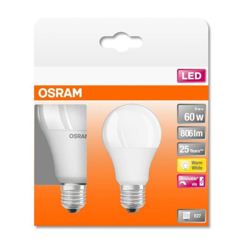 Osram Bte2 Ampoule Led Star+ Std Rgbw Dép Radiateur Var 9W60 E27 Ch