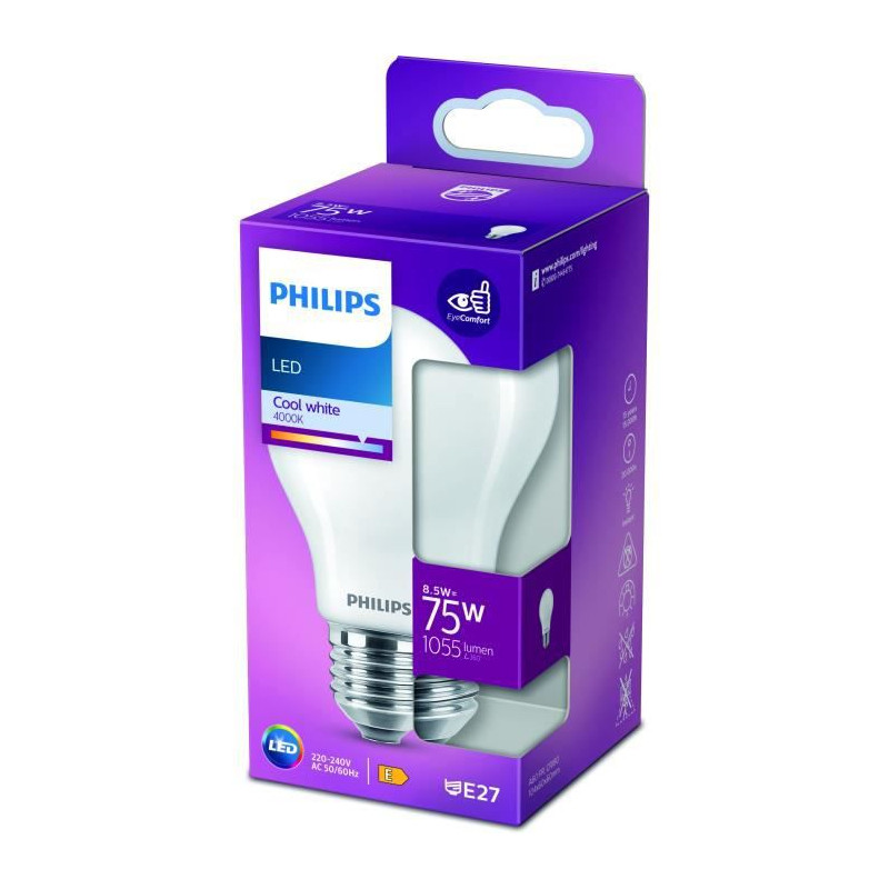 Philips Led Classic 75W Standard E27 Blanc Froid Dépolie Non Dimmable