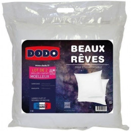 Dodo Lot De 2 Oreillers Beaux Reves - 60 X 60 Cm - Blanc