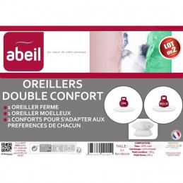 Abeil Lot De 2 Oreillers Double Confort 100% Coton 60X60Cm