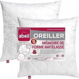 Abeil Lot De 2 Oreillers A Mémoire De Forme Matelassés- 60X60 Cm - Blanc