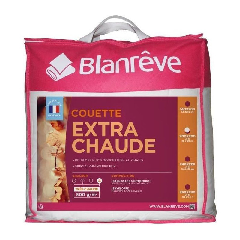 Blanreve Couette Extra Chaude En Microfibre - 200 X 200 Cm - Blanc