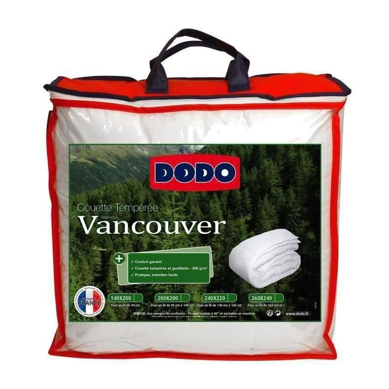 Dodo Couette Tempérée Vancouver - 200 X 200 Cm - Blanc