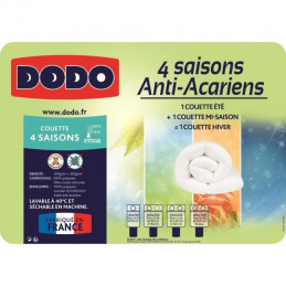 Dodo Couette 4 Saisons Anti-Acariens - 200 X 200 Cm - Blanc
