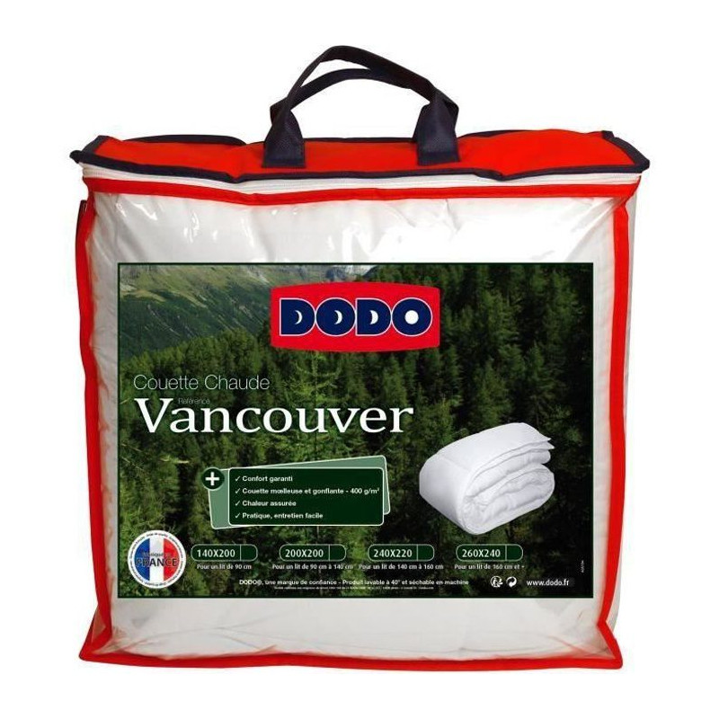 Couette Chaude Vancouver - 200 X 200 Cm - 400Gr/M² - Blanc - Dodo