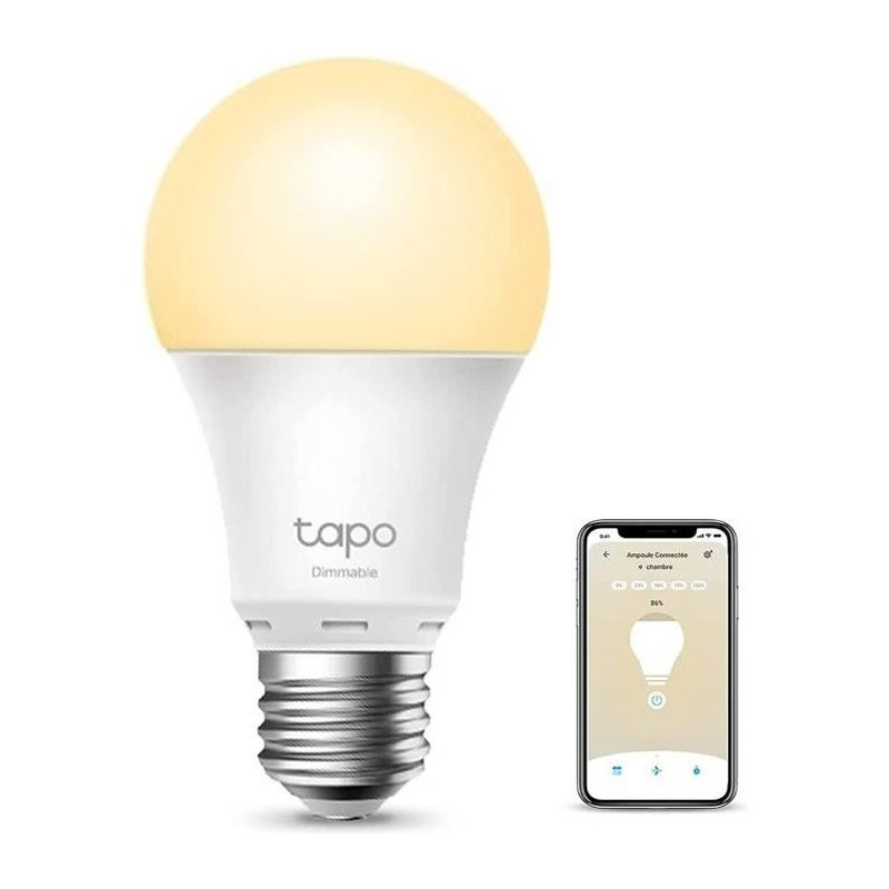 Tp-Link Tapo Ampoule Connectée Wifi, Ampoule Led E27 Blanc Chaud, Compatible Avec Alexa, Google Home Et Siri Tapo L510E