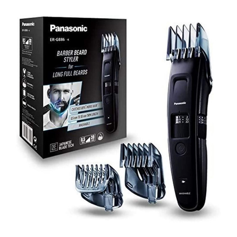 Panasonic - Personalcare Er-Gb86-K503 | Tondeuse Barbe - Spécial Barbes Longues 58 Réglages 3 Accessoires 50 Min D'Autonomie Cha
