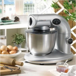 Kitchen Cook Robot Pétrin Ak80 Silver - 1000W - Bol Inox 5L Pour 2Kg Max - 4 Vitesses - Kit Pâtisserie - Robuste Et Maniable