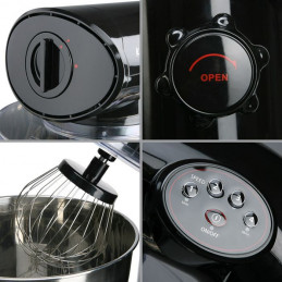 Kitchen Cook Robot Pétrin Ak80 Black - 1000W - Bol Inox 5L Pour 2Kg Max - 4 Vitesses - Kit Pâtisserie - Robuste Et Maniable