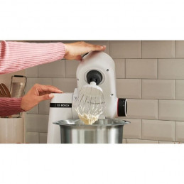 Bosch Kitchen Machine Serie 2 Blanc -700W - Bol Mélangeur Inox 3,8 L - Fouet - Crochet Pétrisseur - Blender