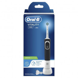 Oral-B Vitality 100 Brosse A Dents Électrique Rechargeable, 1 Manche, 1 Brossette Crossaction, Noir, Minuteur, Action Nettoyage 