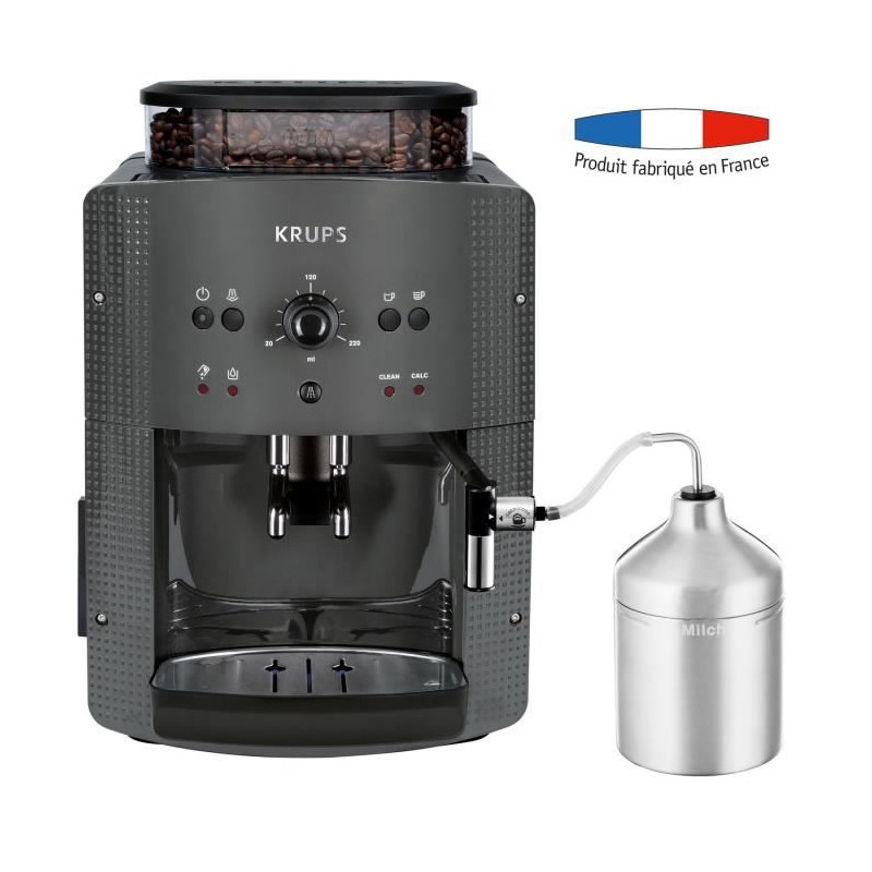 Krups Yy4451Fd Machine A Café Automatique Avec Broyeur A Grains Essential Avec Mousseur A Lait - Pression 15 Bars - Grise