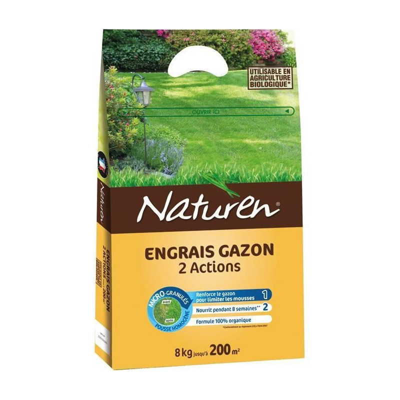 Naturen Engrais Gazon Organique 2 En 1 - 8Kg