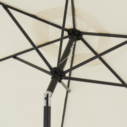 Parasol Droit Rond Diam 2,5 M - Inclinable & Avec Manivelle - Mât Aluminium Et Toile Polyester 160G - Ecru