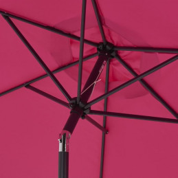 Parasol Droit Rond Diam 2,5 M - Inclinable & Avec Manivelle - Mât Aluminium Et Toile Polyester 160G - Rose