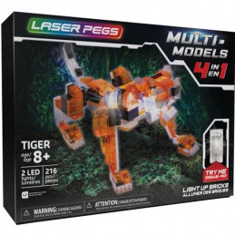 Laser Pegs, Tigre Rouge - 4 En 1 - 216 Pcs, Construction, Brique Lumineuse, Jouet Pour Enfants Des 8 Ans, Lau04