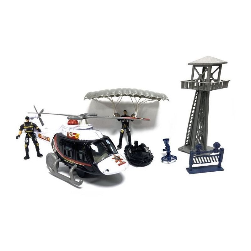 Coffret Police Hélicoptere + Tour De Contrôle - Univers Miniature