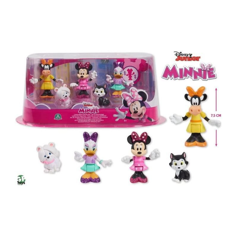 Minnie, Coffret 5 Figurines 7,5 Cm Articulées, 5 Personnages A Collectionner, Jouet Pour Enfants Des 3 Ans, Mcn19