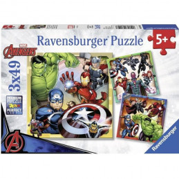 Avengers Puzzles 3X49 Pieces - Les Puissants Avengers - Ravensburger - Lot De Puzzles Enfant - Des 5 Ans