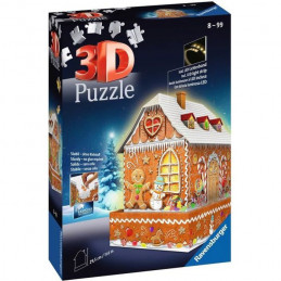 Puzzle 3D Maison De Noël En Pain D'Épices - Ravensburger - Monument 257 Pieces - Sans Colle - Change De Couleur - Des 8 Ans