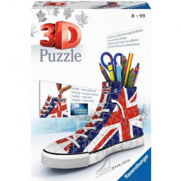 Puzzle 3D Sneaker - Union Jack - Ravensburger - Puzzle 3D Enfant - Sans Colle - Pot A Crayons 108 Pieces - Des 8 Ans