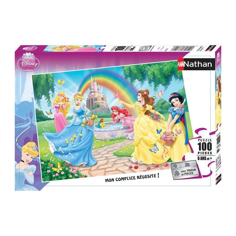 Princesses Disney Puzzle 100 Pieces - Le Jardin Des Princesses Disney - Nathan - Puzzle Enfant + Trieur - Des 6 Ans