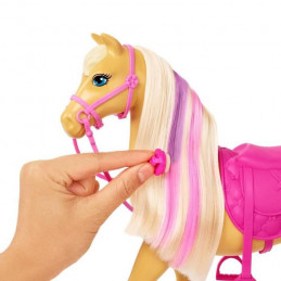 Barbie - Coffret Toilettage Chevaux Avec Poupée Barbie, 2 Chevaux Et + De 20 Accessoires - Accessoire Poupée Mannequin - Des 3 A