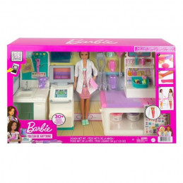Barbie - Coffret Clinique De Barbie Avec Poupée Docteur Brune Et Plus De 30 Éléments Et Accessoires - Poupée Mannequin - Des 3 A