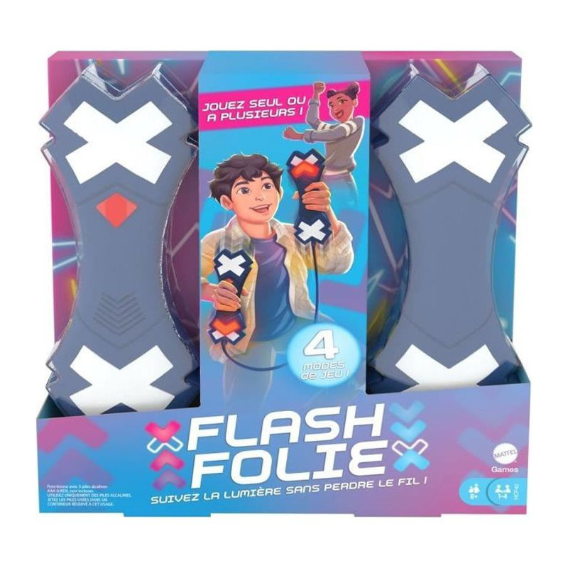 Mattel Games - Flash Folie, Jeu Électronique Avec 2 Manettes Vocales Et Lumineuses - Jeu De Société Et De Réflexes - Des 8 Ans