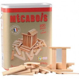 Mécabois - Baril De 200 Pieces - Jeux De Constructions Planchettes En Bois - Fabriqué En France