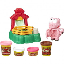 Play-Doh - Animal Crew - Pigsley Cochons Farceurs Avec Jeu De Ferme Et 4 Pots De Pâte Play-Doh - Atoxique De Différentes Couleur