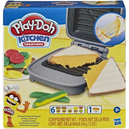 Play-Doh - Kitchen Creations - Croque -Monsieur - Theme De La Nourriture - Avec Pâte Play-Doh - Elastix Atoxique Et 6 Couleurs