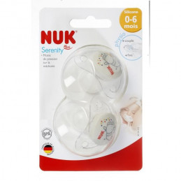 Nuk 2 Sucettes Serenity+ Silicone 0-6M Elephant