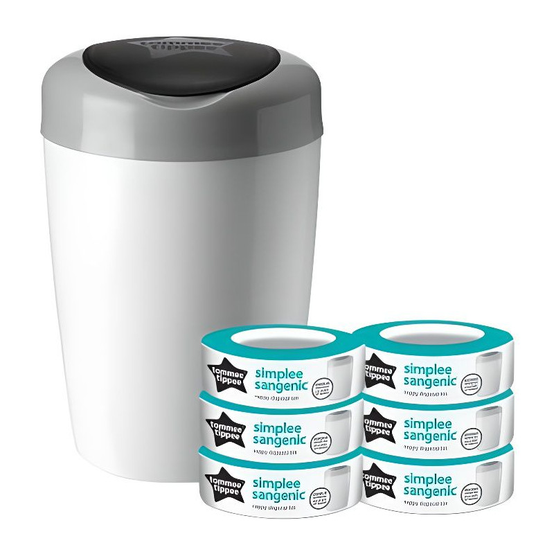 Tommee Tippee Starter Pack Sangenic Simplee - 1 Bac + 6 Recharges
