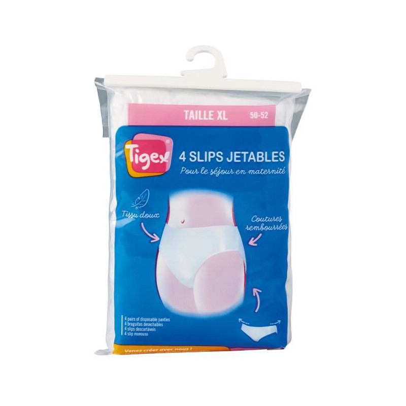 Tigex 4 Slips Jetables Blancs -  Taille Xl