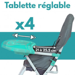 Bambisol Chaise Haute Fixe Bébé - Ultra Compacte Et Légere, Tablette Amovible Réglable (Acrobates)