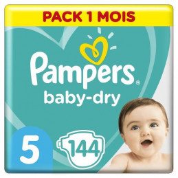 Pampers Baby Dry Taille 5 - 11 A 16Kg - 144 Couches - Format Pack 1 Mois
