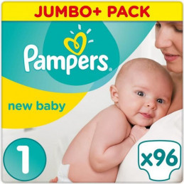 Pampers Premium Protection New Baby Taille 1 (Nouveau-Né) 2-5 Kg, 96 Couches - Jumbo Pack