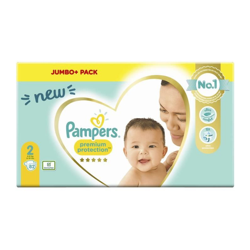 Pampers 82 Couches Premium Protection Taille 2