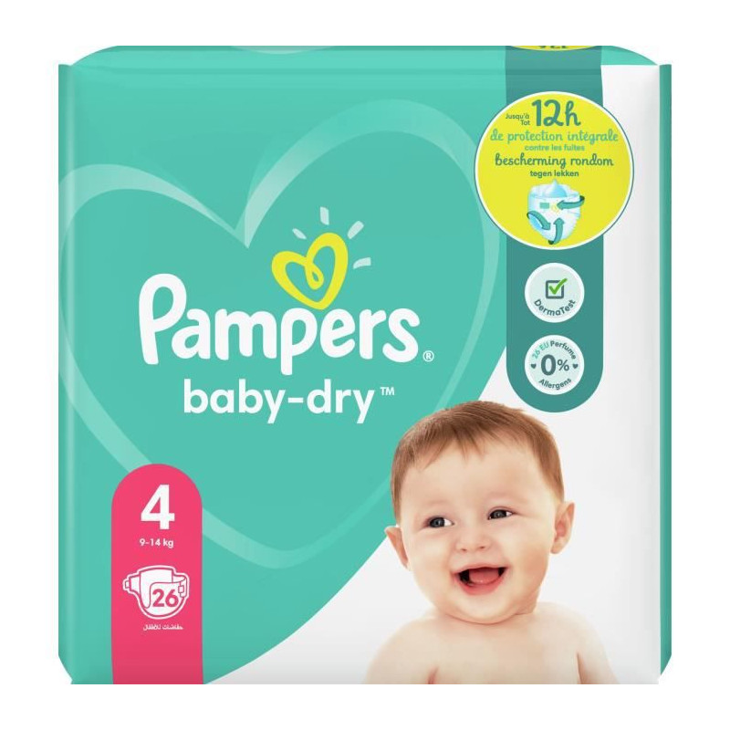Pampers Baby-Dry Taille 4, 26 Couches