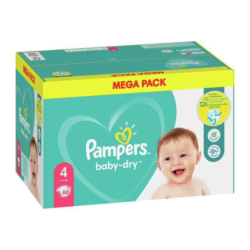 Pampers Baby-Dry Taille 4, 88 Couches