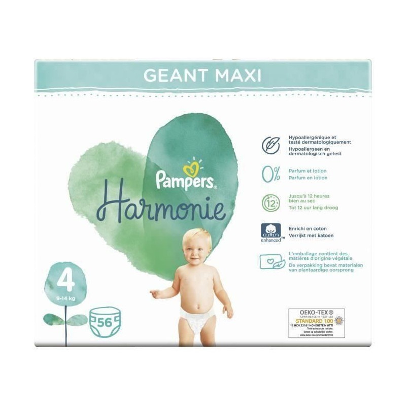 Pampers Harmonie - Taille 4 - 56 Couches