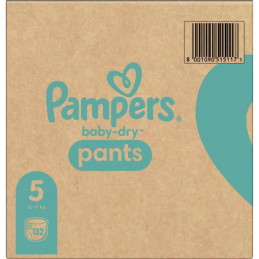 Pampers Baby-Dry Pants Taille 5, 12-17Kg, 132 Couches - Pack 1 Mois